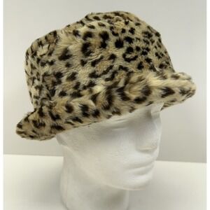 TOPPERS Bucket Hat Furry Cheetah Animal Faux Fur Sherpa Mob Boss Winter Hat